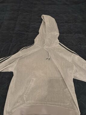 IVY PARK Beige Corduroy Hooded Pullover with Contrast Stripes